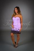 Brautjungfernkleid TWBP02 - Mini Organza Spitze Herzausschnitt schwarz lila 1