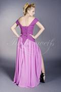 Abendkleid TW0001A - Abendkleid lila Chiffon Beinschlitz Carmenausschnitt 3