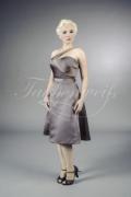 Abendkleid TW0007A - Abendkleid chocolat braun kurz asymmetrischer Träger 1