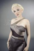 Abendkleid TW0007A - Abendkleid chocolat braun kurz asymmetrischer Träger 2