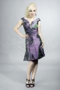 Abendkleid TW0008A - Abendkleid violett grün Taft Carmenausschnitt kurz Godet 1
