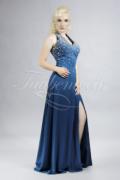 Abendkleid TW0009A - Abendkleid Chiffon nachtblau Neckholder Pailletten Beinschlitz 1