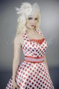 Abendkleid TW0012A - Abendkleid Tellerrock weiß rot gepunktet Neckholder 50er Jahre 2