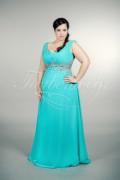 Abendkleid TW0026A - Abendkleid Übergröße Plus XXL Große Größe Chiffon lang aquamarin Strass 1