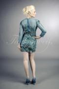 Abendkleid TW0033A - Abendkleid sexy transparent durchsichtig Langarm Tüll Pfau 3