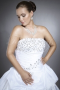 Brautkleid TW0047B - A-Linie Taft Spitze silberne Pailletten abnehmbare Schleppe 2