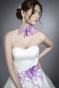Brautkleid TW0065B - A-Linie lila lavendel Satin Spitze Blumen Halsband schlicht 2