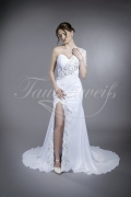 Brautkleid TW0075B - Meerjungfrau Tattoo-Spitze Chiffon ein Ärmel Beinschlitz 1