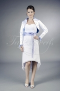 Brautkleid TW0089B - Vokuhila Chiffon Satin farbiges Band mit Bolero 1