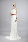 Brautkleid TW0091B - Chiffon Spitze Perlen Neckholder Herzausschnitt rotes Band 1