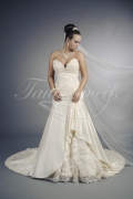 Brautkleid TW0108B - Satin Spitze Perlen Blumen tiefer Ausschnitt glamourös 1