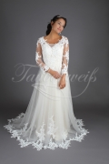 Brautkleid TW0122B - 3/4-Arm Spitze Vintage Tattoo Rücken Schleppe 1