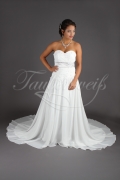 Brautkleid TW0178B - schmale A-Linie Chiffon Spitze Perlen silbergraues Band schlicht 1