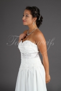 Brautkleid TW0178B - schmale A-Linie Chiffon Spitze Perlen silbergraues Band schlicht 2