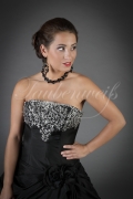 Brautkleid TW0199B - A-Linie Taft schwarz weiß silberne Stickerei Schnürung Schleppe 2