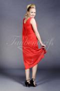Abendkleid TW0031A - Abendkleid Chiffon mini kurz rot V-Ausschnitt Träger Drapierungen Stola 3