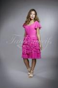 Brautjungfernkleid TWPP01 - Brautjungfernkleid fuchsia knielang Chiffon V-Ausschnitt Kurzarm 1