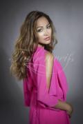 Brautjungfernkleid TWPP04 - Brautjungfernkleid fuchsia bodenlang mit Schleppe Chiffon Rundhals Langarm 2