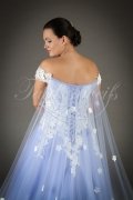 Brautkleid TW0005B - blau A-Linie Tüll Spitze Carmen abnehmbare Schleppe 2