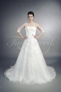 Brautkleid TW0019B - Organza Spitze Perlen Blume Knopfleiste Tattoospitze 1