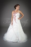 Brautkleid TW0068B - A-Linie rot Organza Stickereien Perlen Schleppe Schnürung 1