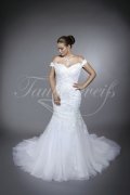 Brautkleid TW0071B - Meerjungfrau Tattoospitze Tüll Organza Carmenausschnitt sexy 1