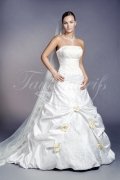 Brautkleid TW0087B - Satin Raffungen Perlenstickerei Rosen Schnürung 1