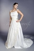 Brautkleid TW0096B - A-Linie Satin Spitze Träger zweifarbig Schleppe Träger Schleppe 1