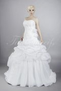 Brautkleid TW0111B - A-Linie Organza Spitze Federn Drapierung 1