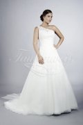 Brautkleid TW0115B - Tüll Organza Spitze Perlen Pailletten ein Träger 1