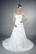 Brautkleid TW0134B - Taft Spitze Raffungen Ärmel Carree-Ausschnitt Schleppe Schnürung 1