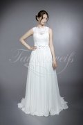 Brautkleid TW0150B - Chiffon Spitze Satinband Schleife Schleppe Knöpfe romantisch 1