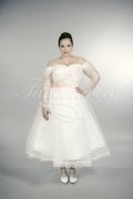 Brautkleid TW0158B - Übergröße Plus XXL Große Größe Tüll Spitze rosa Tee-Länge 1