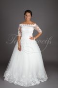 Brautkleid TW0188B - Tüll Spitze Prinzessin 3/4-Arm U-Bootausschnitt ohne Schleppe 1