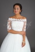 Brautkleid TW0188B - Tüll Spitze Prinzessin 3/4-Arm U-Bootausschnitt ohne Schleppe 2