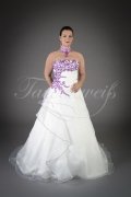 Brautkleid TW0189B - A-Linie lila Organza Spitze Perlen Schleppe Schnürung Halsband 1