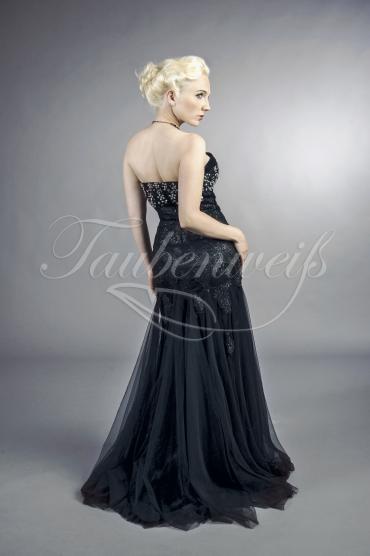 Abendkleid TW0003A - Abendkleid schwarz silber Spitze Tüll Pailletten 3