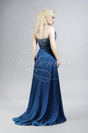 Abendkleid TW0009A - Abendkleid Chiffon nachtblau Neckholder Pailletten Beinschlitz 3
