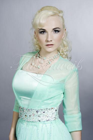 Abendkleid TW0029A - Abendkleid Linie 3/4-Arm Strass große Größen smaragdgrün türkis 2