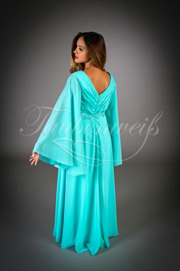 Brautjungfernkleid TWEM03 - Brautjungfernkleid türkis bodenlang Chiffon Perlen Langarm 3