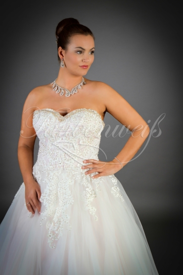 Brautkleid TW0012B - A-Linie Rosa Blush Vintage Organza Tüll Spitze Perlen Pailletten 2