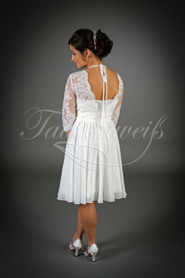 Brautkleid TW0013B - kurz Chiffon Spitze Ärmel Standesamt schlicht V-Ausschnitt 3