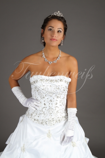 Brautkleid TW0018B - Prinzessin Taft glamourös Stickereien trägerlos Raffungen 2
