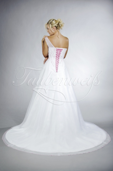 Brautkleid TW0030B - A-Linie Tüll rosa Perlenstickereien Schleppe Schnürung 3