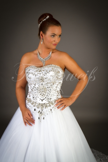 Brautkleid TW0034B - Prinzessin Strass Glitzer Tüll Spitze Schleppe voluminös 2