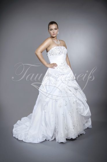 Brautkleid TW0046B - A-Linie Taft Spitze silberne Pailletten Schleppe Schnürung