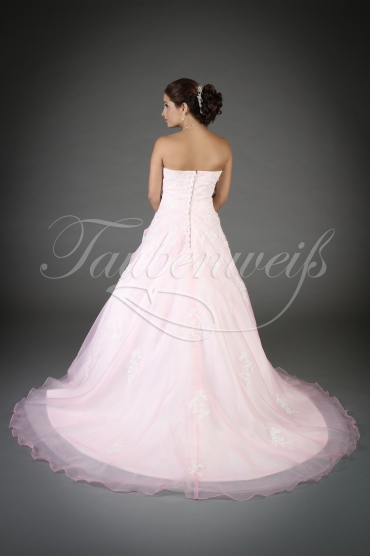 Brautkleid TW0050B - rosa A-Linie Herzausschnitt Spitze Strass vintage Schleppe Knöpfe 3