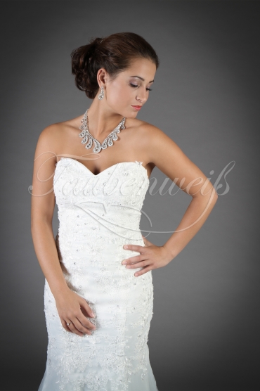 Brautkleid TW0072B - Mermaid Meerjungfrau Spitze Perlen Herzausschnitt Schleppe 2