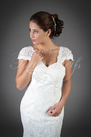 Brautkleid TW0081B - Meerjungfrau Spitze Perlen Schleife tiefer Rücken sexy Boho 2