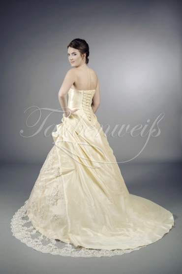 Brautkleid TW0085B - A-Linie Taft Spitze Perlen Raffungen Schnürung 3